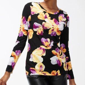 NWOT Chico's Touch of Cool Floral Layering Tee size 2 US L 12